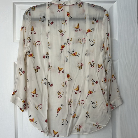 Anthropologie button down 3/4 sleeve cream top worn once - Picture 3 of 6